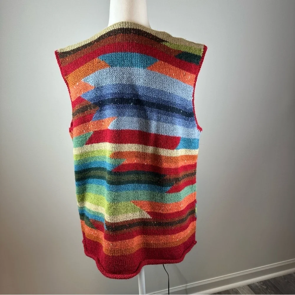 Northern Isles Multicolor Knit Sweater Vest L Southwest Aztec Pattern New